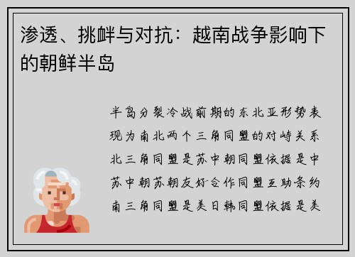 渗透、挑衅与对抗：越南战争影响下的朝鲜半岛
